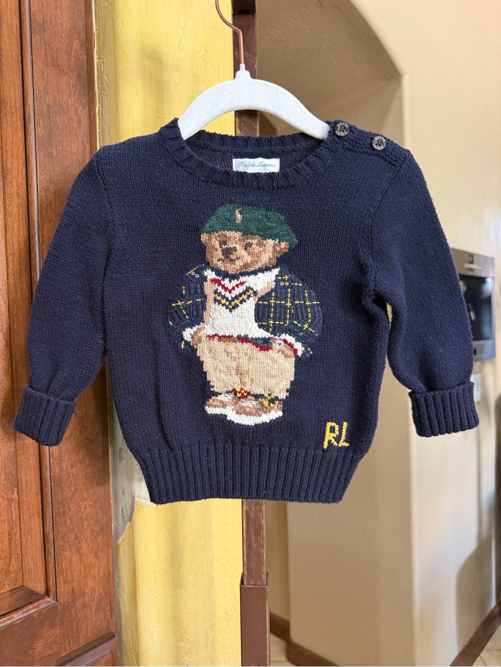 Ralph Lauren Kids Navy Bear Knit Sweater 9 mo